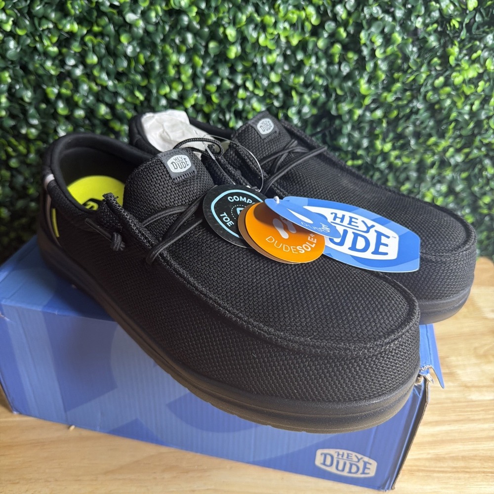 Hey Dude Wendy Work CT Black Black Women's Size 12 Slip On Shoes NWT Box